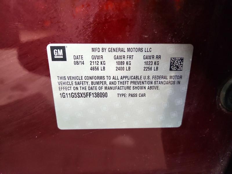 Продажа на аукционе авто 2015 Chevrolet Malibu, vin: 1G11G5SX5FF138090, номер лота: 51078166