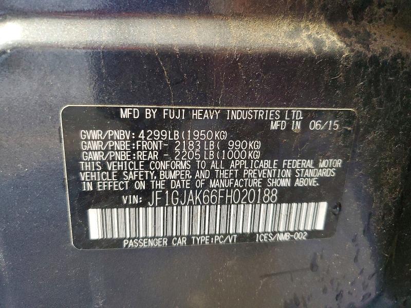 2015 Subaru Impreza მანქანა იყიდება აუქციონზე, vin: JF1GJAK66FH020188, აუქციონის ნომერი: 50602876
