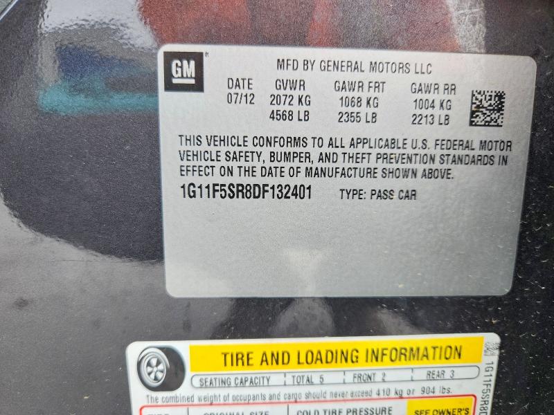 49762716 :رقم المزاد ، 1G11F5SR8DF132401 vin ، 2013 Chevrolet Malibu مزاد بيع