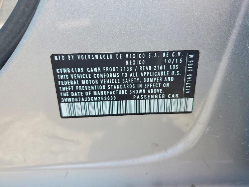 Aukcja sprzedaży 2016 Volkswagen Jetta, vin: 3VWD67AJ3GM253639, numer aukcji: 50055666
