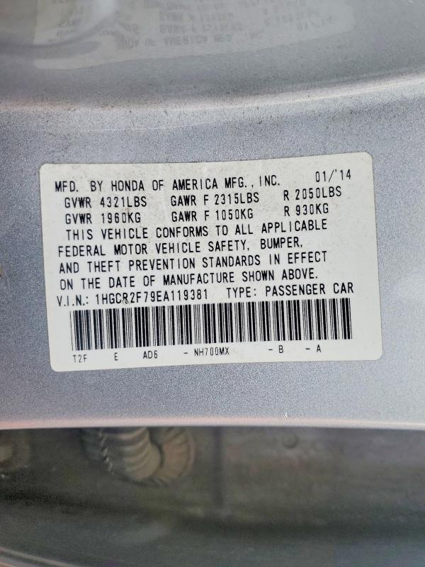 Aukcja sprzedaży 2014 Honda Accord, vin: 1HGCR2F79EA119381, numer aukcji: 50855776