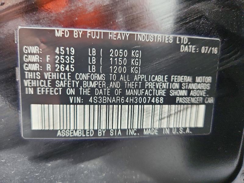Aukcja sprzedaży 2017 Subaru Legacy, vin: 4S3BNAR64H3007468, numer aukcji: 51032616