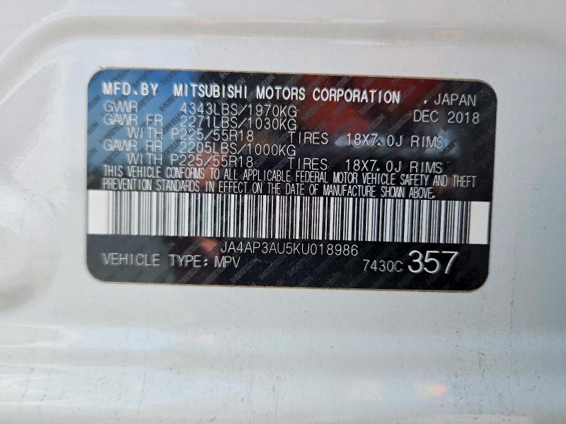 Продаж на аукціоні авто 2019 Mitsubishi Outlander Sport, vin: JA4AP3AU5KU018986, номер лоту: 49716886