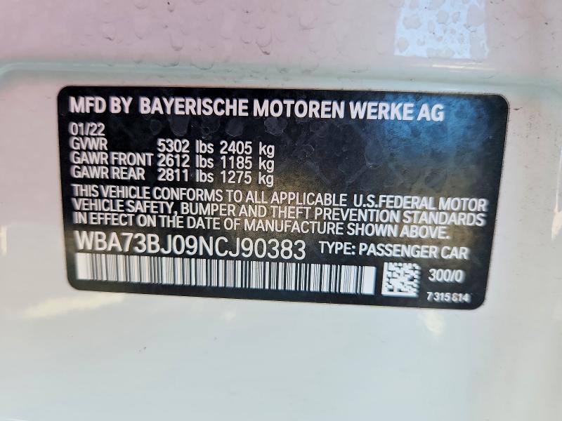 Продажа на аукционе авто 2022 Bmw 540, vin: WBA73BJ09NCJ90383, номер лота: 51417286