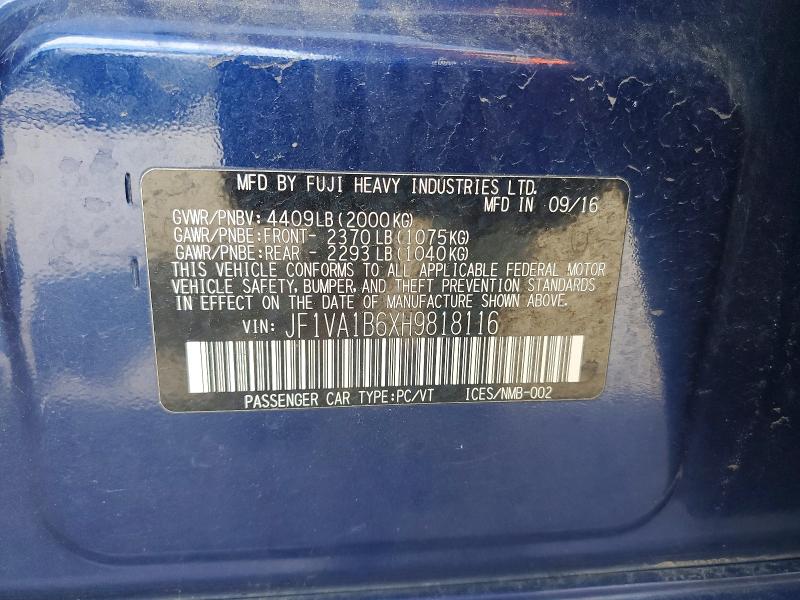 Aukcja sprzedaży 2017 Subaru Wrx, vin: JF1VA1B6XH9818116, numer aukcji: 49979426