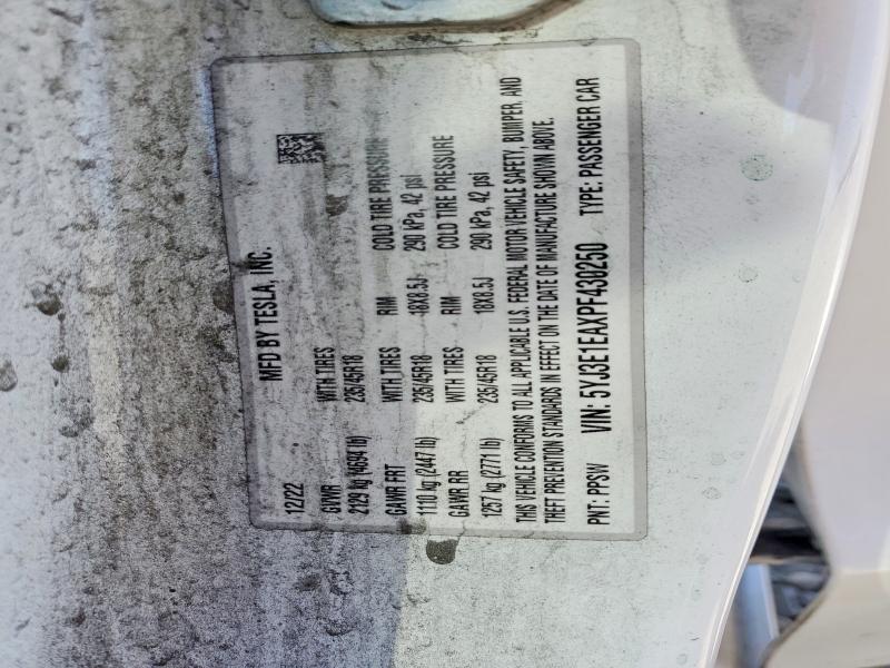 Продажа на аукционе авто 2023 Tesla Model 3, vin: 5YJ3E1EAXPF430250, номер лота: 51903486