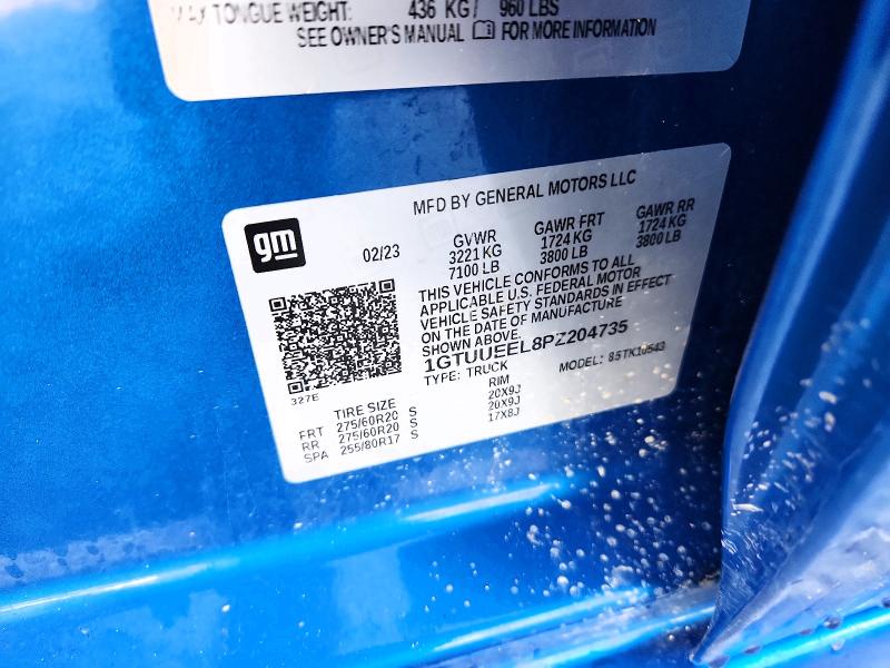 2023 Gmc Sierra მანქანა იყიდება აუქციონზე, vin: 1GTUUEEL8PZ204735, აუქციონის ნომერი: 50441086