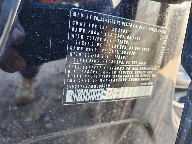2021 Volkswagen Tiguan მანქანა იყიდება აუქციონზე, vin: 3VV2B7AX7MM008060, აუქციონის ნომერი: 51127736