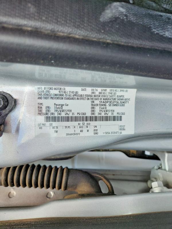2016 Ford Focus მანქანა იყიდება აუქციონზე, vin: 1FADP3E27GL324571, აუქციონის ნომერი: 49625516