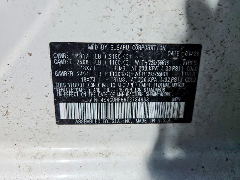 Aukcja sprzedaży 2026 Subaru Crosstrek, vin: 4S4GUHF66T3734668, numer aukcji: 49731176