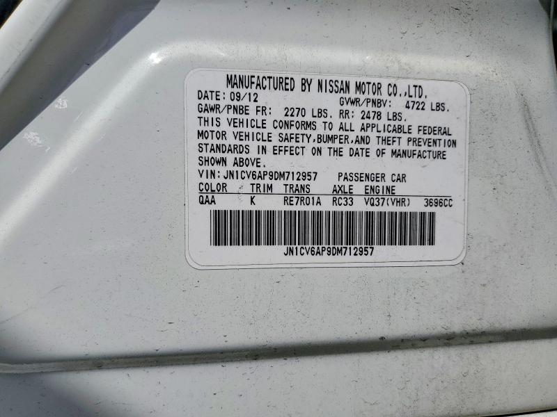 Aukcja sprzedaży 2013 Infiniti G37 Sedan, vin: JN1CV6AP9DM712957, numer aukcji: 51380046