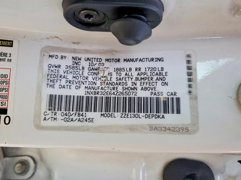 Продаж на аукціоні авто 2004 Toyota Corolla, vin: 1NXBR32E64Z265072, номер лоту: 50107866