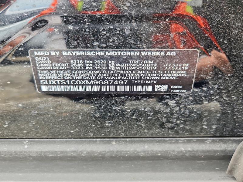 2021 Bmw X3 მანქანა იყიდება აუქციონზე, vin: 5UXTS1C0XM9G87497, აუქციონის ნომერი: 50836666