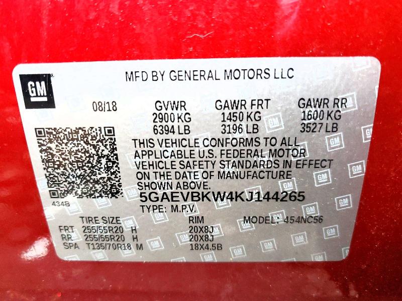 Продажа на аукционе авто 2019 Buick Enclave, vin: 5GAEVBKW4KJ144265, номер лота: 48197136