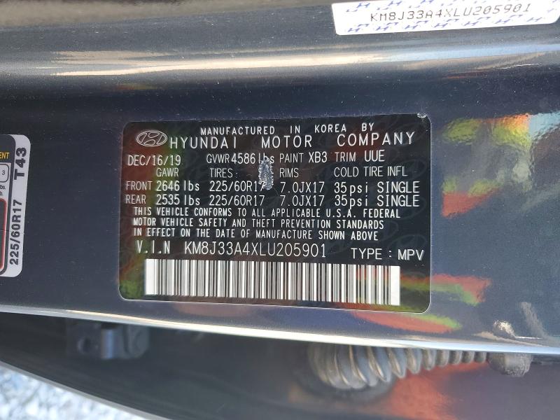 48768576 :رقم المزاد ، KM8J33A4XLU205901 vin ، 2020 Hyundai Tucson مزاد بيع