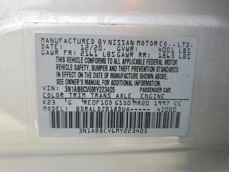 50298226 :رقم المزاد ، 3N1AB8CV6MY223405 vin ، 2021 Nissan Sentra مزاد بيع