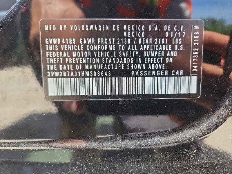Aukcja sprzedaży 2017 Volkswagen Jetta, vin: 3VW2B7AJ1HM308643, numer aukcji: 50174256