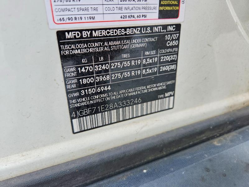 51043296 :رقم المزاد ، 4JGBF71E28A333246 vin ، 2008 Mercedes-benz Gl مزاد بيع