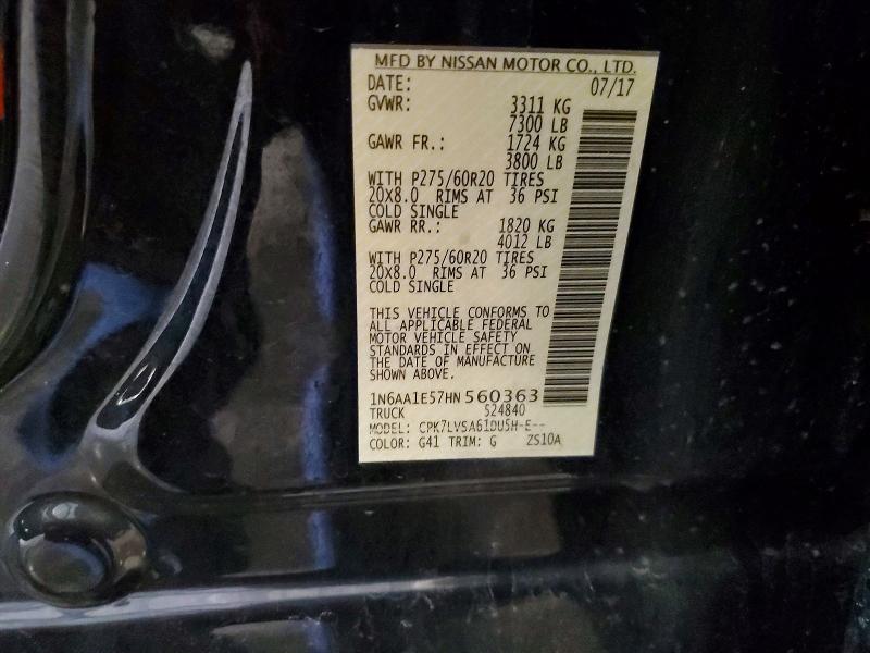 Продаж на аукціоні авто 2017 Nissan Titan, vin: 1N6AA1E57HN560363, номер лоту: 51689616