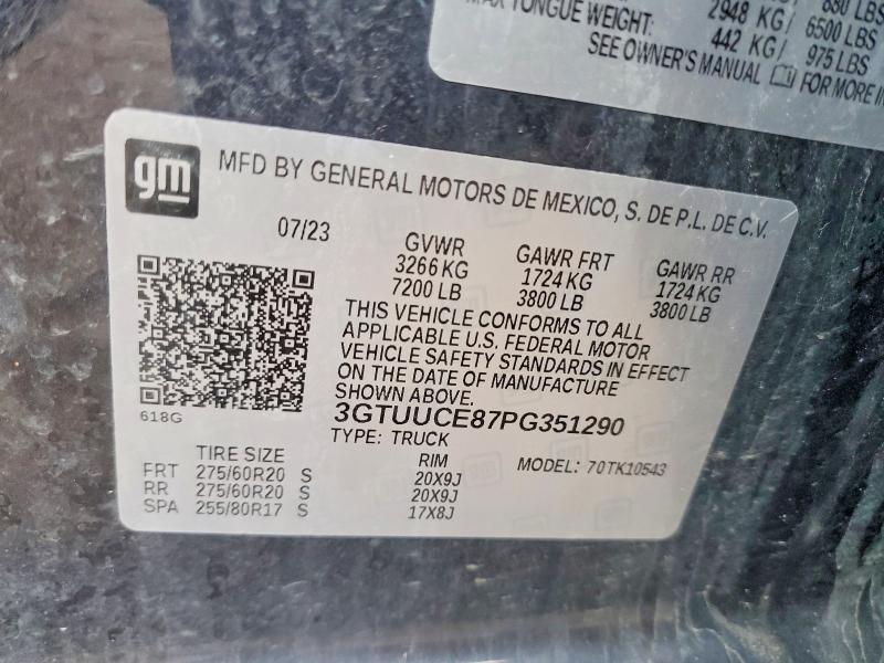 49374296 :رقم المزاد ، 3GTUUCE87PG351290 vin ، 2023 Gmc Sierra مزاد بيع