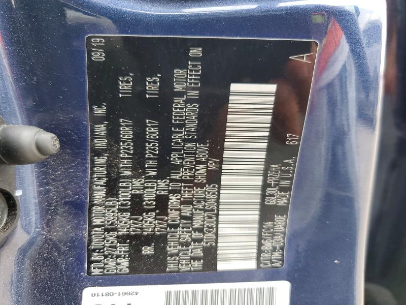 51205996 :رقم المزاد ، 5TDKZ3DC7LS048505 vin ، 2020 Toyota Sienna مزاد بيع