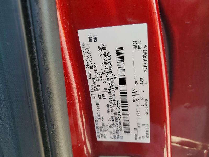 2016 Ford Escape მანქანა იყიდება აუქციონზე, vin: 1FMCU0GX2GUC40721, აუქციონის ნომერი: 49993296
