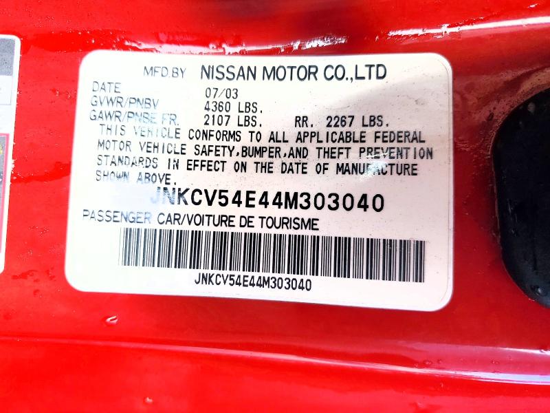Aukcja sprzedaży 2004 Infiniti G35, vin: JNKCV54E44M303040, numer aukcji: 48531276