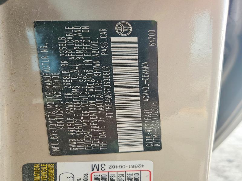49968706 :رقم المزاد ، 4T1BE46K57U630802 vin ، 2007 Toyota Camry مزاد بيع