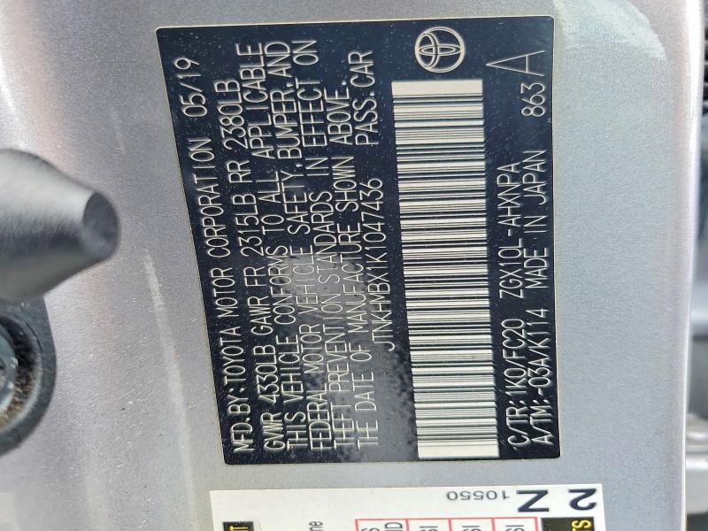 49239626 :رقم المزاد ، JTNKHMBX1K1047436 vin ، 2019 Toyota C-hr مزاد بيع