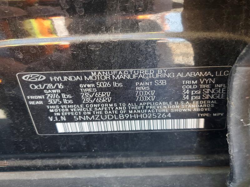 49187986 :رقم المزاد ، 5NMZUDLB9HH025264 vin ، 2017 Hyundai Santa Fe Sport مزاد بيع