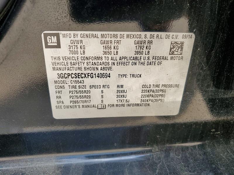 2015 Chevrolet Silverado მანქანა იყიდება აუქციონზე, vin: 3GCPCSECXFG140694, აუქციონის ნომერი: 50322546
