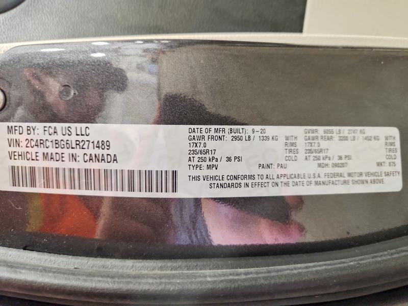 2020 Chrysler Pacifica მანქანა იყიდება აუქციონზე, vin: 2C4RC1BG6LR271489, აუქციონის ნომერი: 49708786