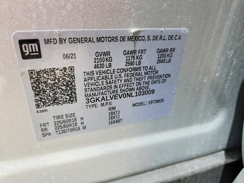 2022 Gmc Terrain მანქანა იყიდება აუქციონზე, vin: 3GKALVEV0NL103009, აუქციონის ნომერი: 49613606