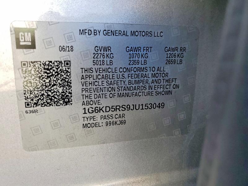 Aukcja sprzedaży 2018 Cadillac Ct6, vin: 1G6KD5RS9JU153049, numer aukcji: 50737956