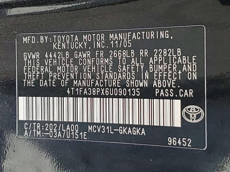 Продажа на аукционе авто 2006 Toyota Camry Solara, vin: 4T1FA38PX6U090135, номер лота: 50336736