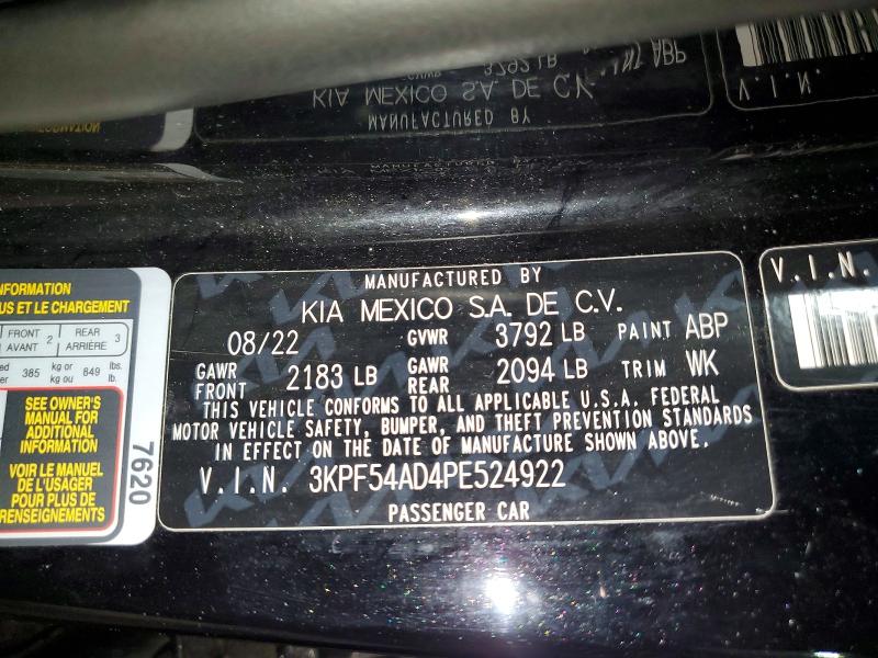 Aukcja sprzedaży 2023 Kia Forte, vin: 3KPF54AD4PE524922, numer aukcji: 51571646
