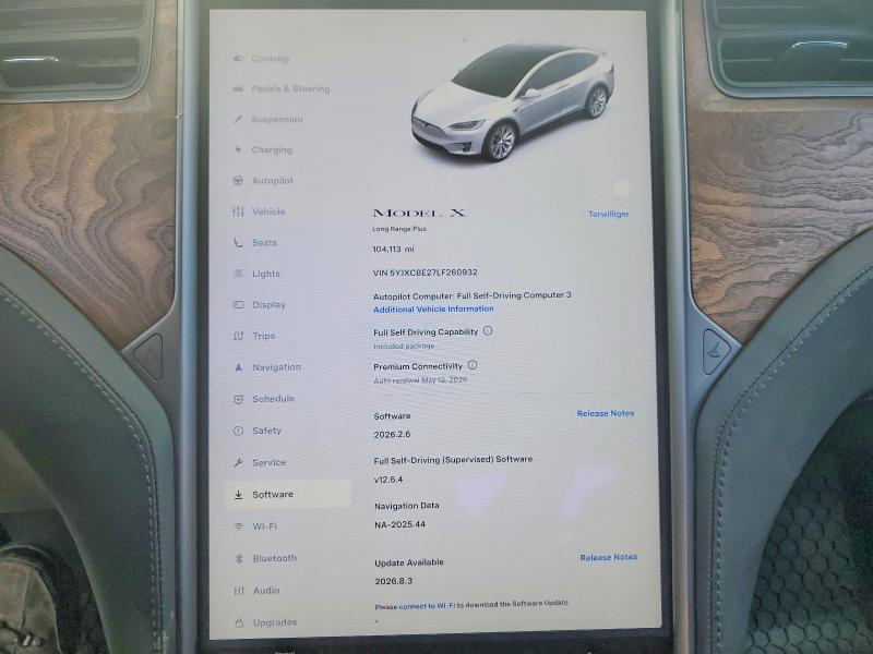 2020 Tesla Model X მანქანა იყიდება აუქციონზე, vin: 5YJXCBE27LF260932, აუქციონის ნომერი: 47945266