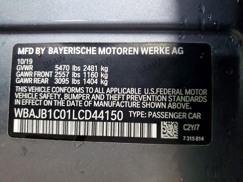 Auction sale of the 2020 Bmw 530xe, vin: WBAJB1C01LCD44150, lot number: 48917756