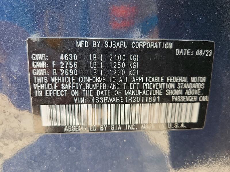 Продажа на аукционе авто 2024 Subaru Legacy, vin: 4S3BWAB61R3011891, номер лота: 53460136