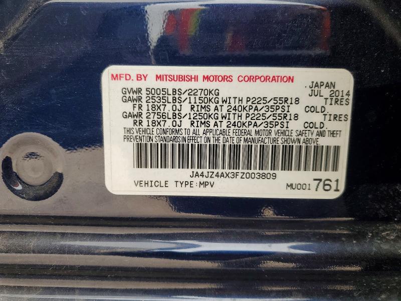 Продажа на аукционе авто 2015 Mitsubishi Outlander, vin: JA4JZ4AX3FZ003809, номер лота: 52052046