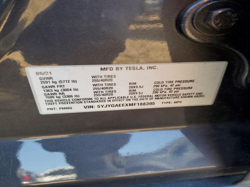 Aukcja sprzedaży 2021 Tesla Model Y, vin: 5YJYGAEEXMF188395, numer aukcji: 50230446
