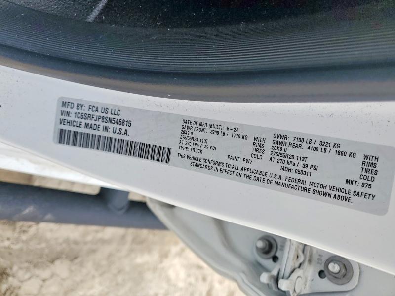 Продаж на аукціоні авто 2025 Ram 1500, vin: 1C6SRFJP8SN546815, номер лоту: 50183036