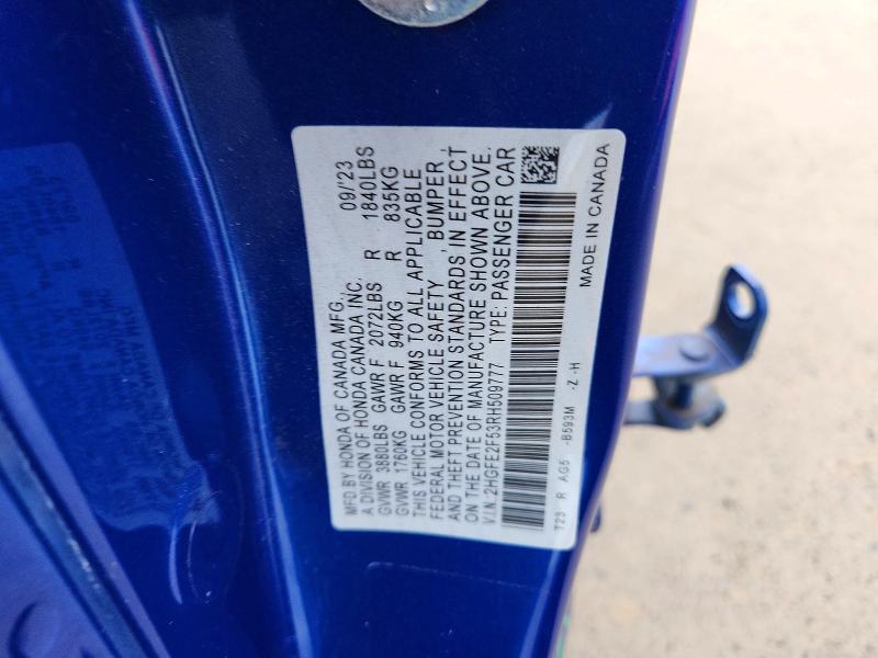 Aukcja sprzedaży 2024 Honda Civic, vin: 2HGFE2F53RH509777, numer aukcji: 50518966