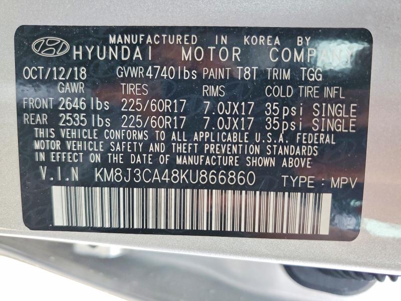 Auction sale of the 2019 Hyundai Tucson, vin: KM8J3CA48KU866860, lot number: 51017746