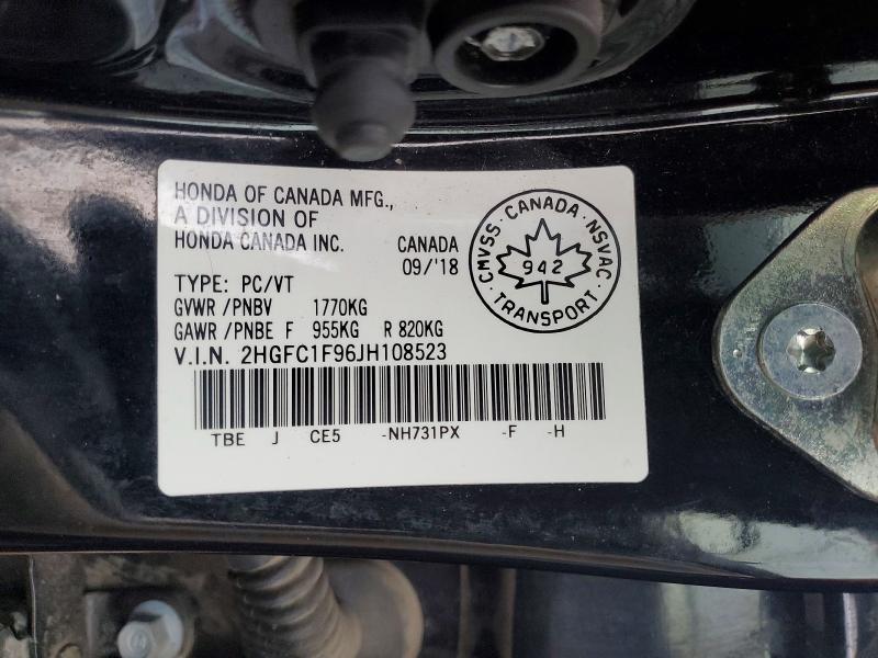 Продажа на аукционе авто 2018 Honda Civic, vin: 2HGFC1F96JH108523, номер лота: 79224145