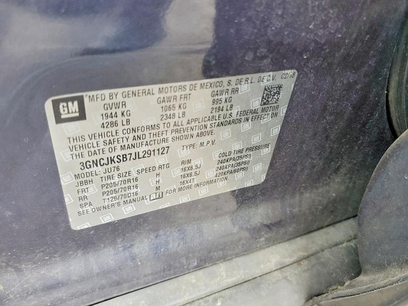 Продажа на аукционе авто 2018 Chevrolet Trax, vin: 3GNCJKSB7JL291127, номер лота: 50598846