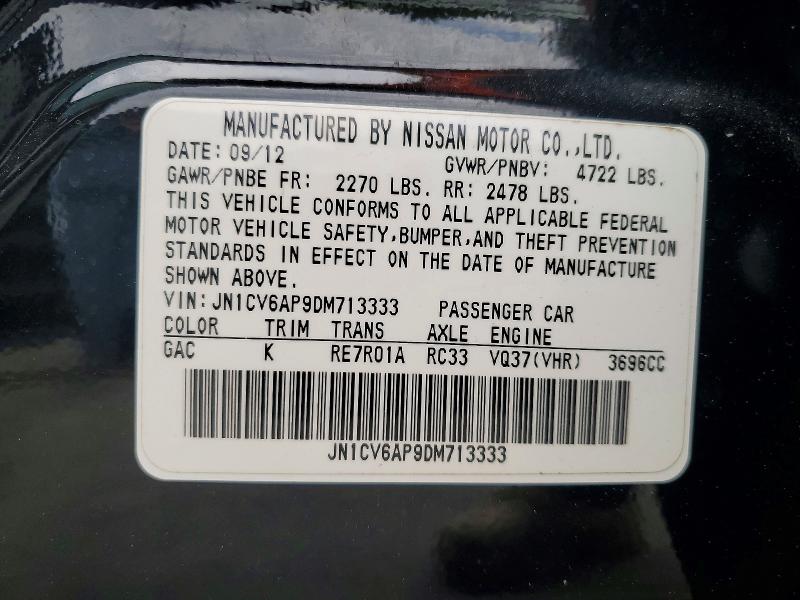 Продаж на аукціоні авто 2013 Infiniti G37 Sedan, vin: JN1CV6AP9DM713333, номер лоту: 52020656