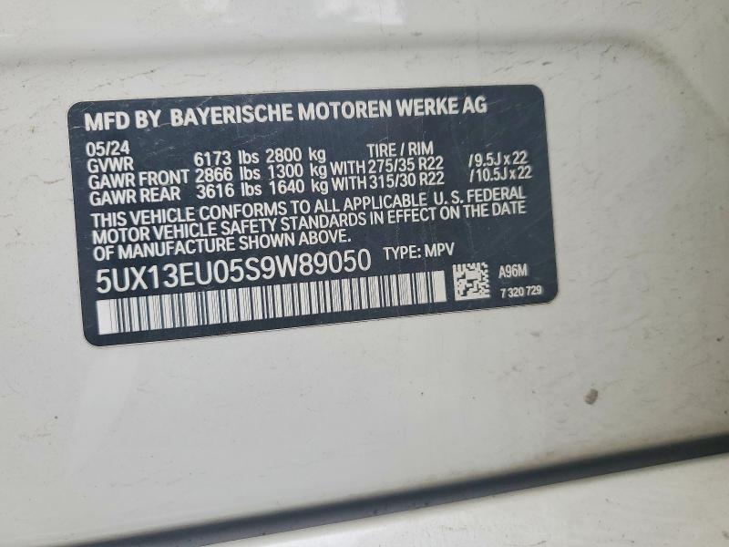50879046 :رقم المزاد ، 5UX13EU05S9W89050 vin ، 2025 Bmw X5 مزاد بيع