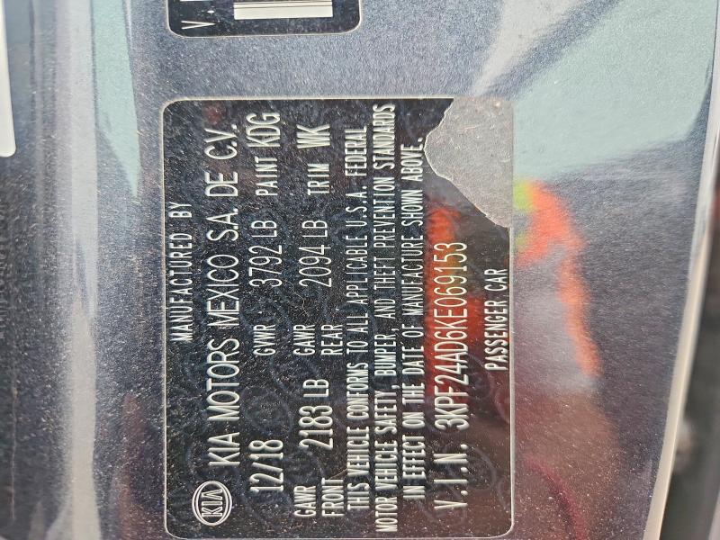 51670606 :رقم المزاد ، 3KPF24AD6KE069153 vin ، 2019 Kia Forte مزاد بيع