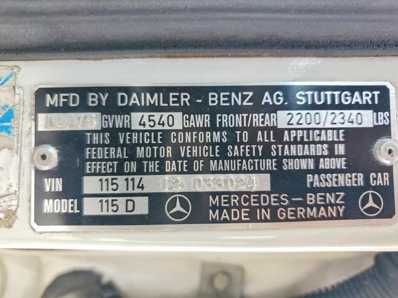 Продаж на аукціоні авто 1976 Mercedes Benz 300 D, vin: 11511412033024, номер лоту: 49531646